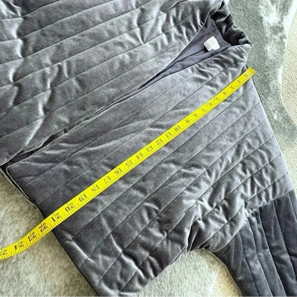 Quilted Velvet Waist Duster Open Jacket - Picture 11 of 12